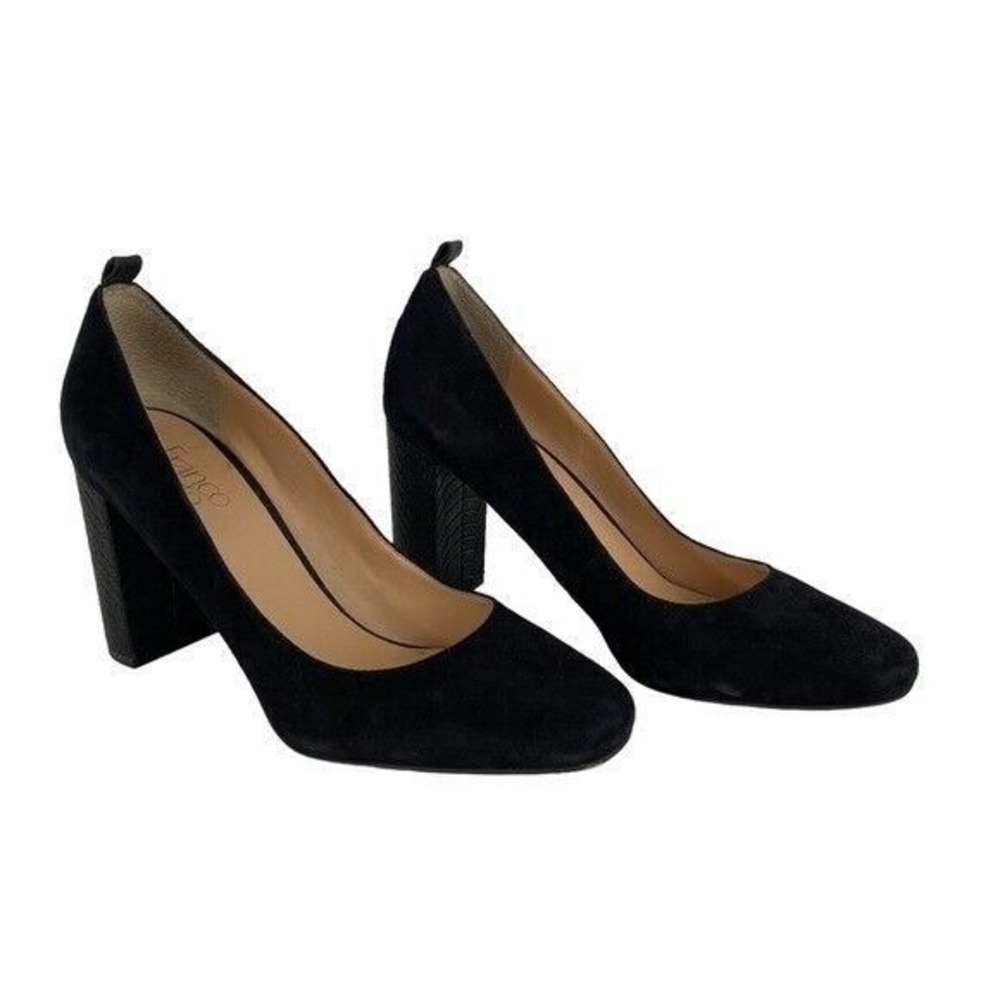Franco Sarto Ingall Snake Embossed Suede Black Pump 9M Office Career‎ - Picture 5 of 12
